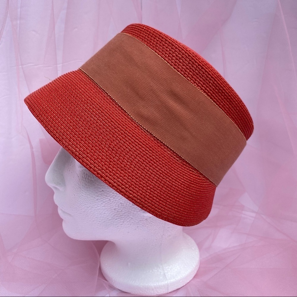 Vintage Orange Bucket Cloche Hat - Picture 5 of 9